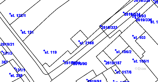 Parcela st. 2188 v KÚ Lanžhot, Katastrální mapa