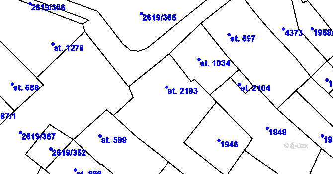 Parcela st. 2193 v KÚ Lanžhot, Katastrální mapa