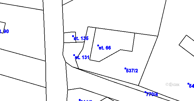 Parcela st. 66 v KÚ Lanžov, Katastrální mapa