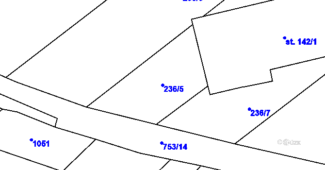 Parcela st. 236/5 v KÚ Lanžov, Katastrální mapa