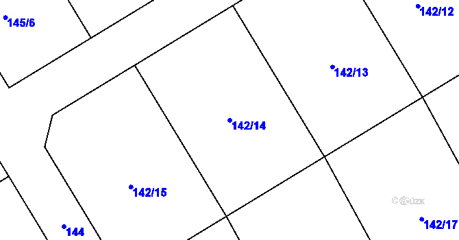 Parcela st. 142/14 v KÚ Lanžov, Katastrální mapa
