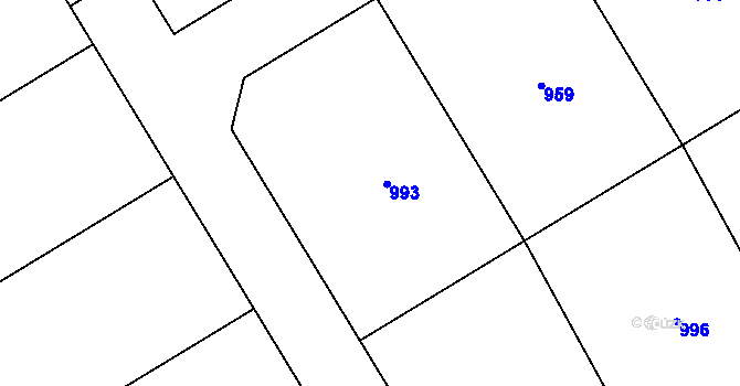 Parcela st. 142/15 v KÚ Lanžov, Katastrální mapa