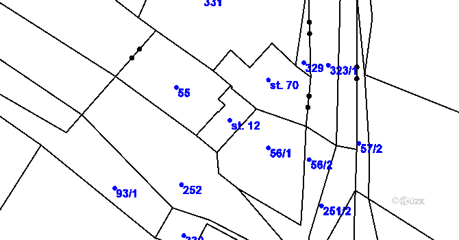 Parcela st. 12 v KÚ Sedlec u Lanžova, Katastrální mapa