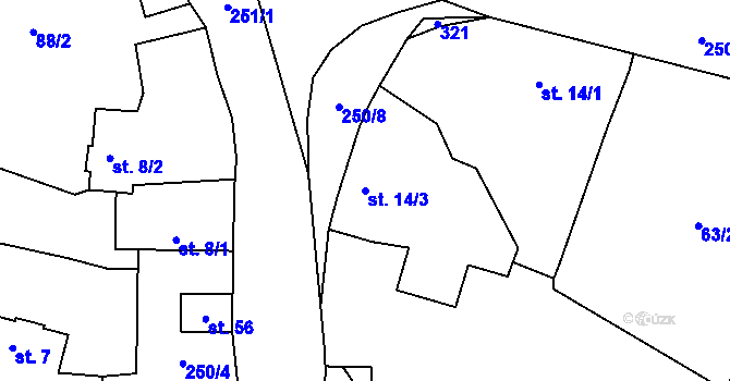 Parcela st. 14/3 v KÚ Sedlec u Lanžova, Katastrální mapa