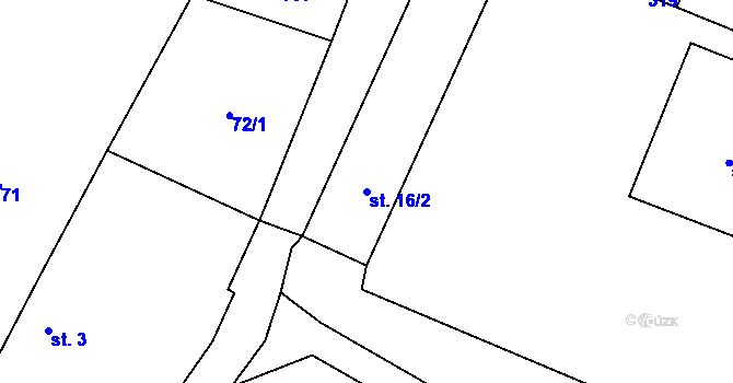 Parcela st. 16/2 v KÚ Sedlec u Lanžova, Katastrální mapa