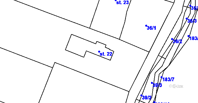 Parcela st. 22 v KÚ Sedlec u Lanžova, Katastrální mapa