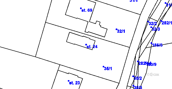 Parcela st. 24 v KÚ Sedlec u Lanžova, Katastrální mapa