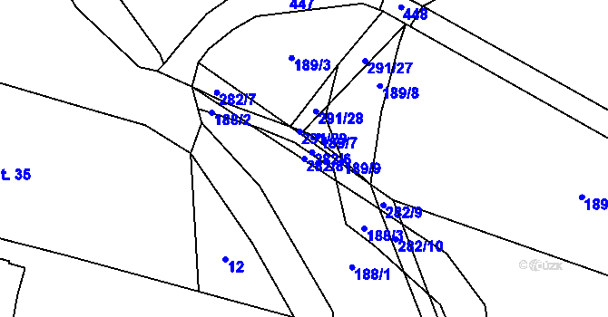 Parcela st. 282/8 v KÚ Sedlec u Lanžova, Katastrální mapa
