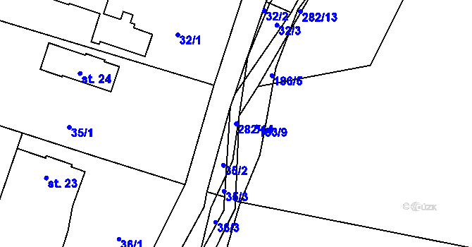Parcela st. 282/14 v KÚ Sedlec u Lanžova, Katastrální mapa