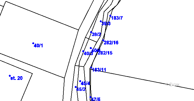 Parcela st. 282/15 v KÚ Sedlec u Lanžova, Katastrální mapa