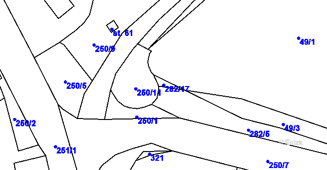 Parcela st. 282/17 v KÚ Sedlec u Lanžova, Katastrální mapa