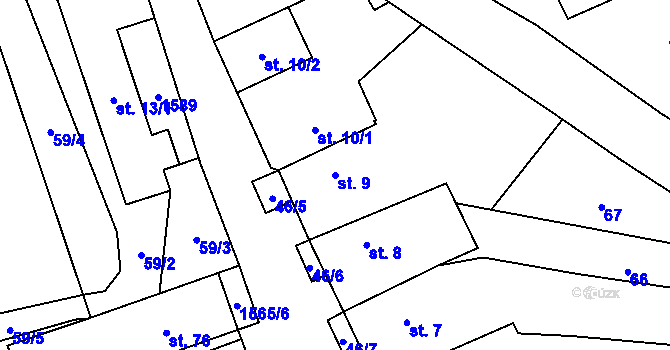 Parcela st. 9 v KÚ Lásenice, Katastrální mapa