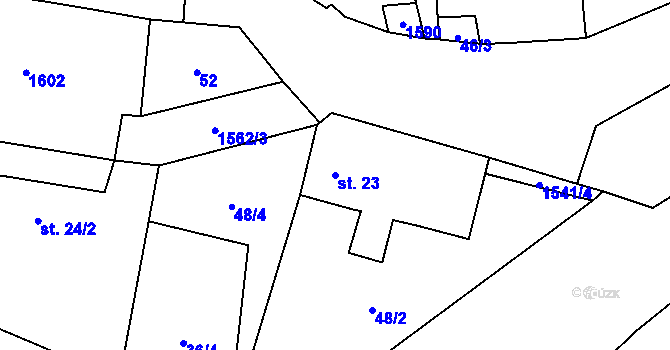 Parcela st. 23 v KÚ Lásenice, Katastrální mapa