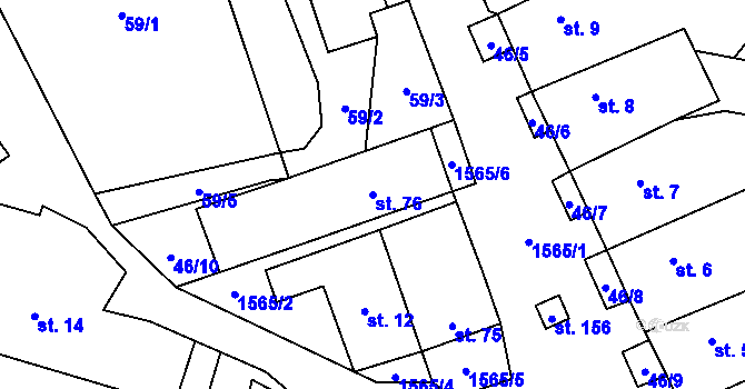 Parcela st. 76 v KÚ Lásenice, Katastrální mapa