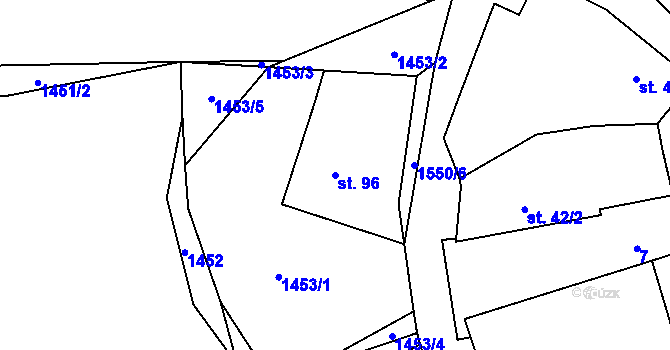 Parcela st. 96 v KÚ Lásenice, Katastrální mapa