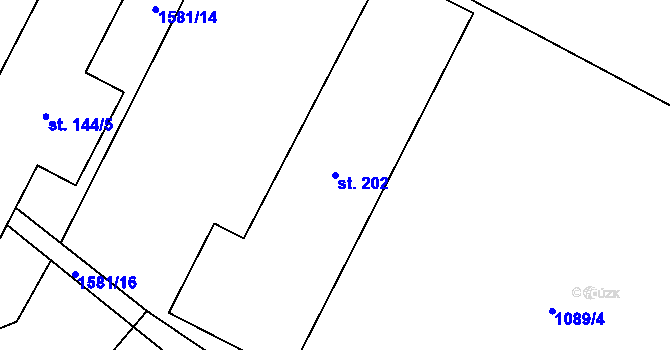 Parcela st. 202 v KÚ Lásenice, Katastrální mapa