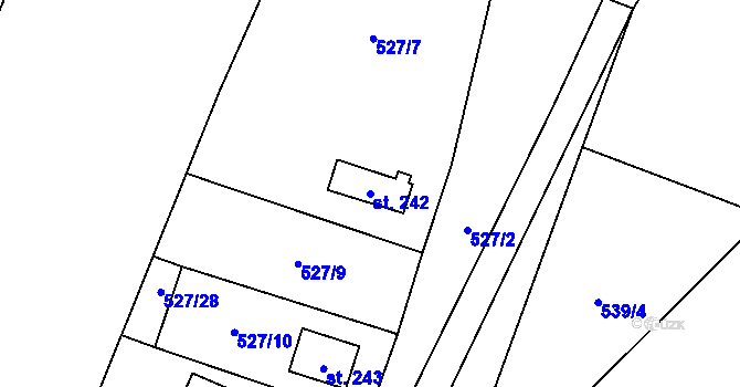 Parcela st. 242 v KÚ Lásenice, Katastrální mapa