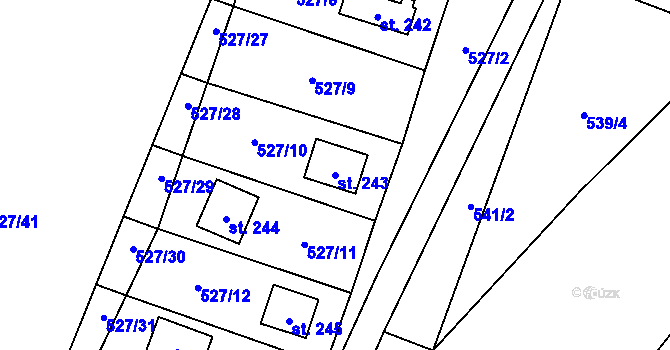 Parcela st. 243 v KÚ Lásenice, Katastrální mapa