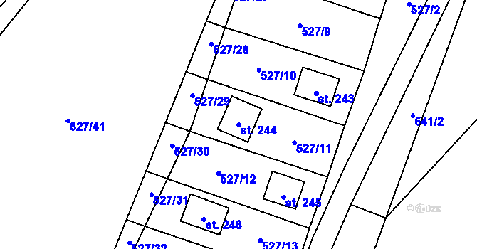Parcela st. 244 v KÚ Lásenice, Katastrální mapa
