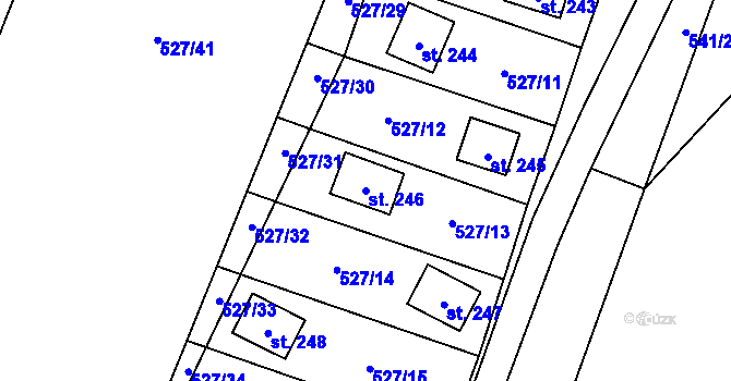 Parcela st. 246 v KÚ Lásenice, Katastrální mapa