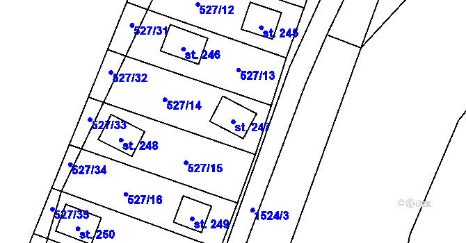 Parcela st. 247 v KÚ Lásenice, Katastrální mapa