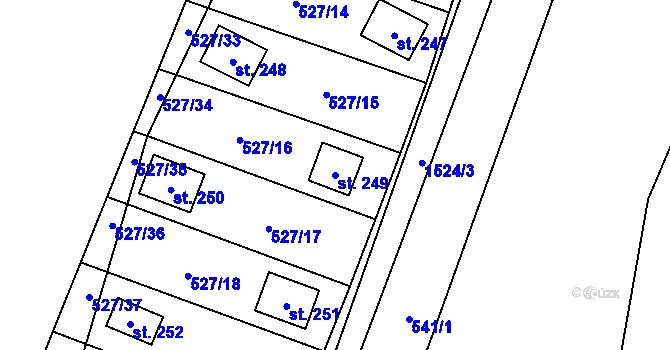 Parcela st. 249 v KÚ Lásenice, Katastrální mapa