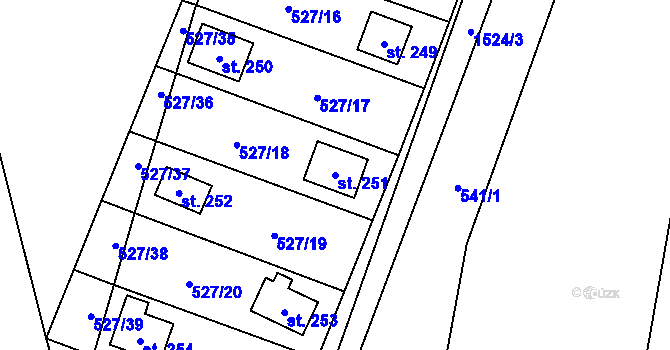 Parcela st. 251 v KÚ Lásenice, Katastrální mapa