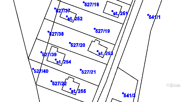 Parcela st. 253 v KÚ Lásenice, Katastrální mapa