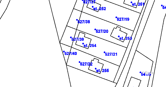 Parcela st. 254 v KÚ Lásenice, Katastrální mapa