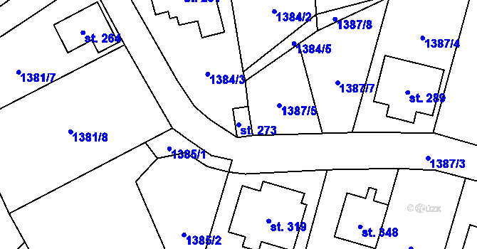 Parcela st. 273 v KÚ Lásenice, Katastrální mapa