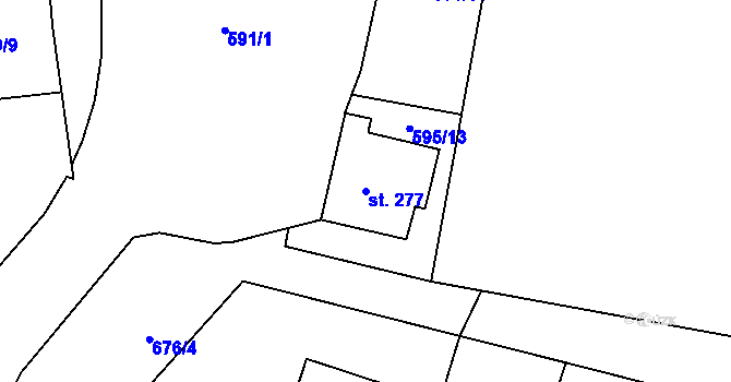 Parcela st. 277 v KÚ Lásenice, Katastrální mapa