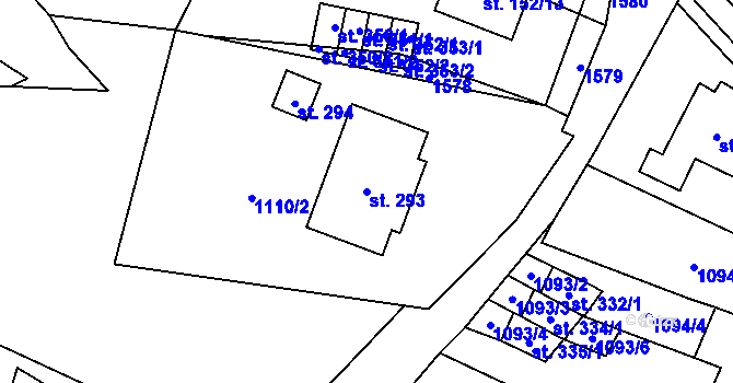 Parcela st. 293 v KÚ Lásenice, Katastrální mapa
