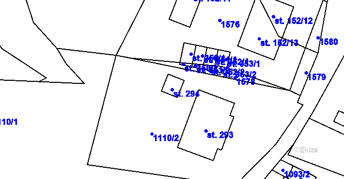 Parcela st. 294 v KÚ Lásenice, Katastrální mapa