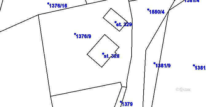 Parcela st. 328 v KÚ Lásenice, Katastrální mapa