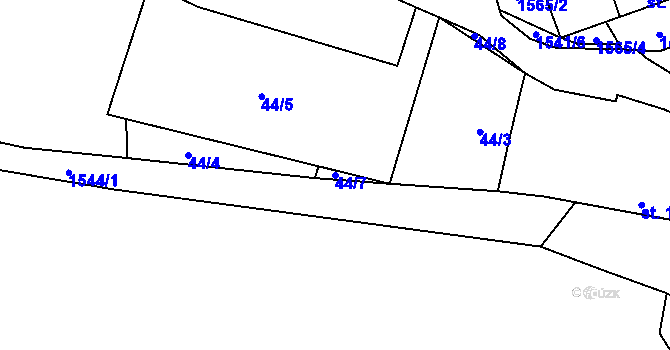 Parcela st. 44/7 v KÚ Lásenice, Katastrální mapa