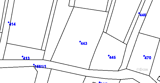 Parcela st. 443 v KÚ Lásenice, Katastrální mapa