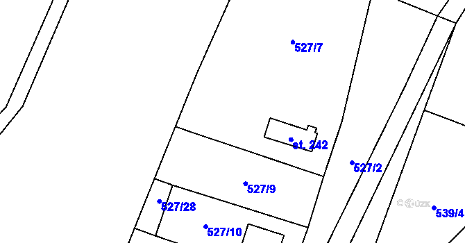 Parcela st. 527/8 v KÚ Lásenice, Katastrální mapa