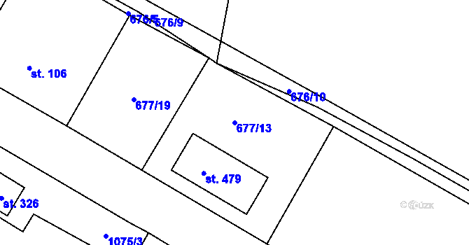 Parcela st. 677/13 v KÚ Lásenice, Katastrální mapa