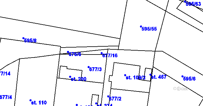 Parcela st. 677/16 v KÚ Lásenice, Katastrální mapa