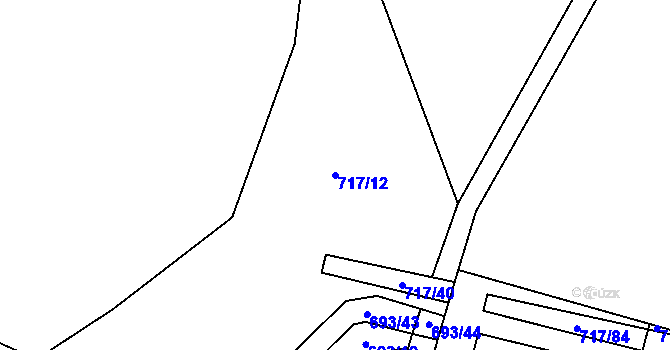 Parcela st. 717/12 v KÚ Lásenice, Katastrální mapa