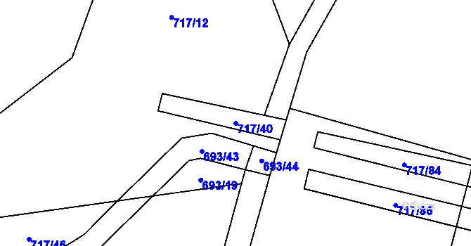 Parcela st. 717/40 v KÚ Lásenice, Katastrální mapa