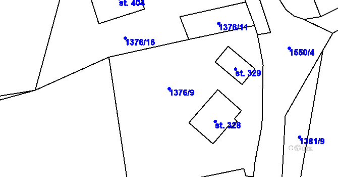 Parcela st. 1376/9 v KÚ Lásenice, Katastrální mapa