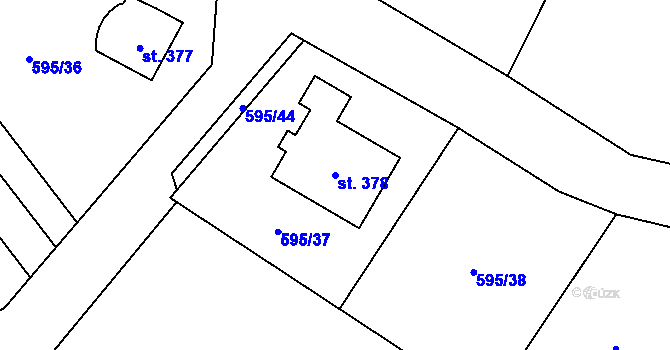 Parcela st. 378 v KÚ Lásenice, Katastrální mapa