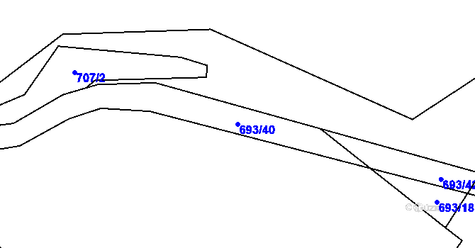 Parcela st. 693/40 v KÚ Lásenice, Katastrální mapa