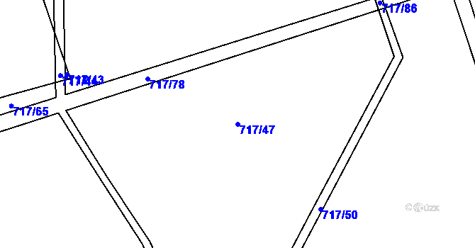 Parcela st. 717/47 v KÚ Lásenice, Katastrální mapa
