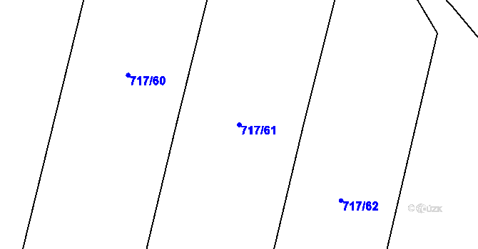 Parcela st. 717/61 v KÚ Lásenice, Katastrální mapa
