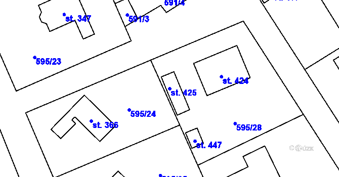 Parcela st. 425 v KÚ Lásenice, Katastrální mapa