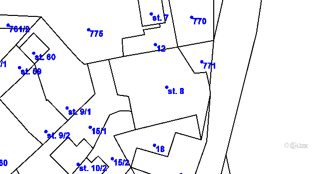 Parcela st. 8 v KÚ Krakovec na Moravě, Katastrální mapa
