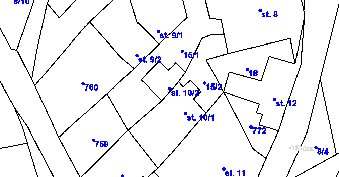 Parcela st. 10/2 v KÚ Krakovec na Moravě, Katastrální mapa