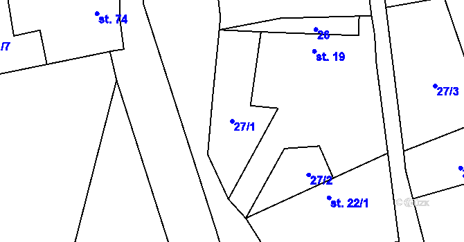 Parcela st. 27/1 v KÚ Krakovec na Moravě, Katastrální mapa